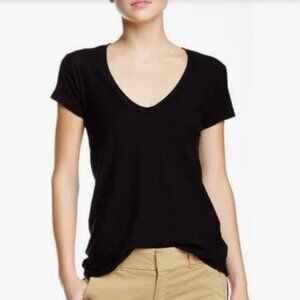 James Perce Cotton Crepe Deep Uneck Tee